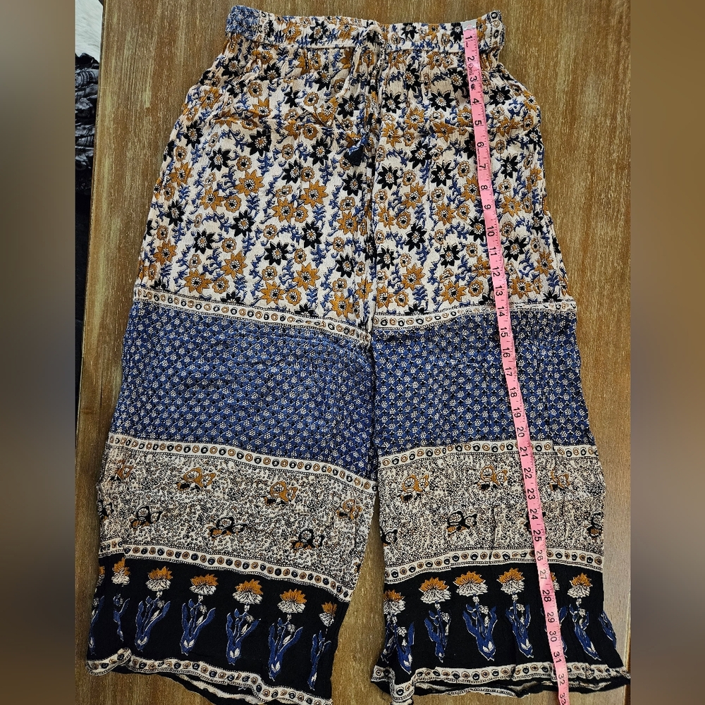 Womens Floral Wide Leg Pants Boho Palazzo Pants Flowy Elephant Pants Size Small - Picture 6 of 7